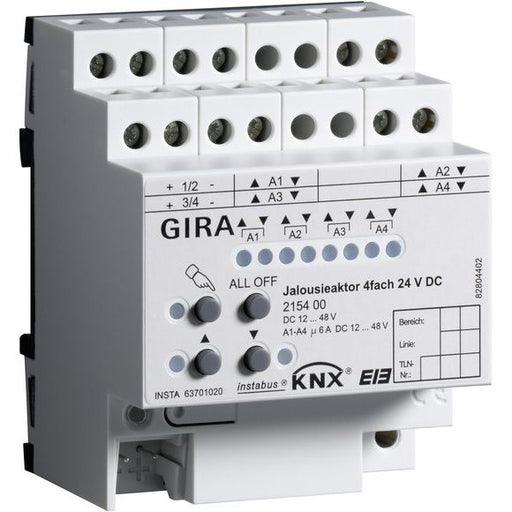 Gira - Bussystem-Jalousieaktor Jalousieaktor 4fach 215400 24VDC KNX/EIB REG