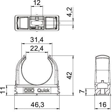 OBO Bettermann - Rohrschelle Quick-Schelle 2955 M32 SW M32 − 50 Stück