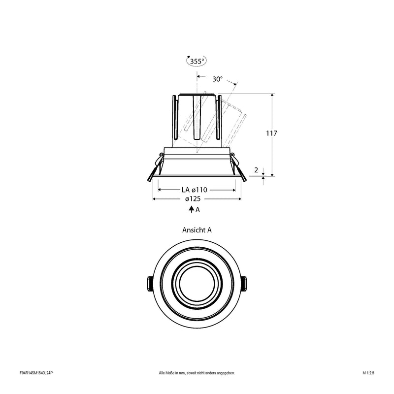 EVN Lichttechnik - Downlight/Strahler/Flutlicht LED-Einbauleuchte modular F04R14SM1840L24P Konfigurationstype