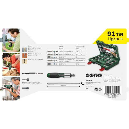 Bosch - Werkzeugset V-Line TiN-Bohrer- und 2607017195 Bit-Set 91-teilig