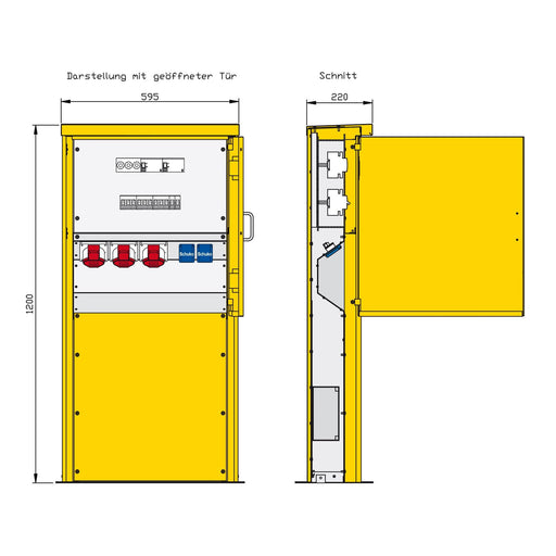 Walther Werke - Baustromverteiler Energiesäule 84401016 2 RCDs TypA, 5 LS