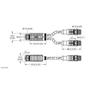 Turck - Passiver Sensor-/Aktor-Verteiler (mit Leitung) Zweifachverteiler VBRK4.42RSC4T1/1/TEL