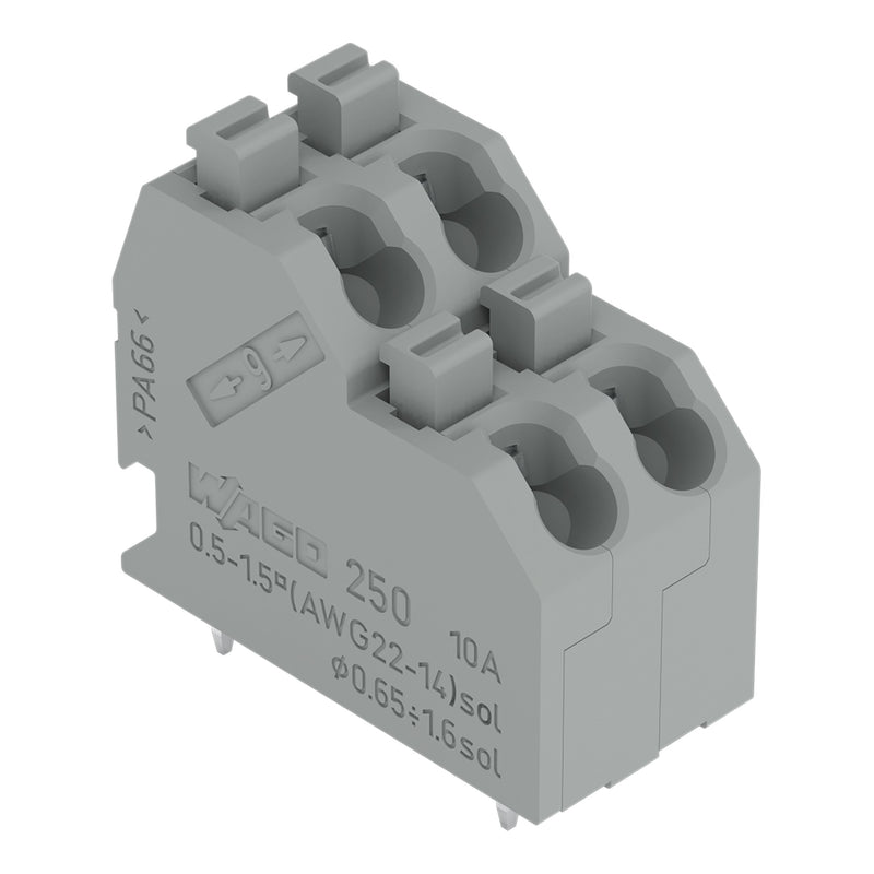 WAGO - Leiterplattenklemme DoppelstockLeiterplattenk. 250-703 Drücker,1,5mm²,gr − 45 Stück