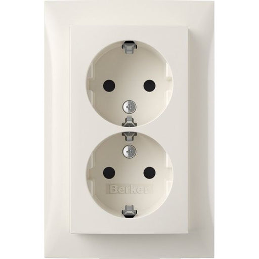 Berker - Steckdose SCHUKO-Doppelsteckdose 47598989 Abdeckpl. pws-glanz