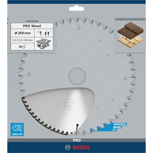 Bosch - Kreissägeblatt PRO Wood Kreissägeblatt, 2608640660 250 x 3,2 x 30 mm