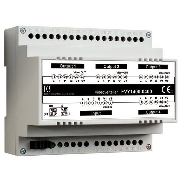 TCS Tür Control - Zusatzgerät für Türkommunikation Videosignalverteiler FVY1400-0400 4fach VT04-SG − 1 Stück