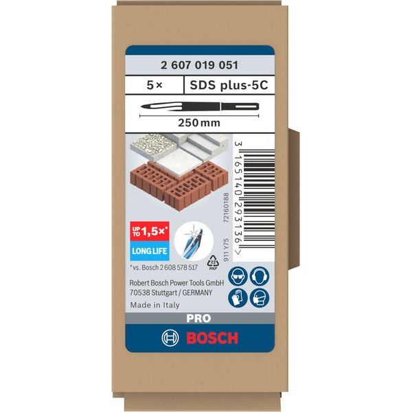 Bosch - Maschinenmeißel PRO SDS plus-5C 2607019051 Spitzmeißel-Set 250