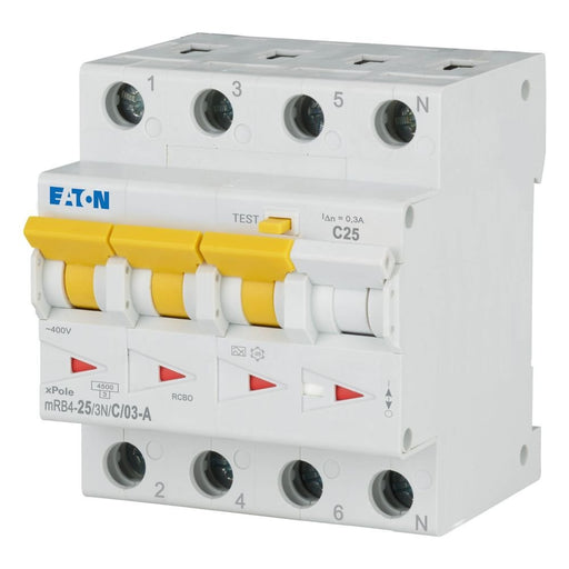 Eaton - Kombination FI-Schalter/Leitungsschutzschalter FI/LS Kombination mRB4-25/3N/C/03-A 25A 300mA