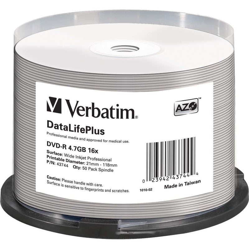 Verbatim - Speichermedium digital DVD-R 4.7GB/120Min/16x 43744 (VE50) Cakebox (50 Disc)
