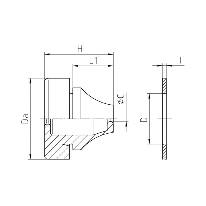 Jacob - Kabeleinsteckstutzen Dichtungsdurchführung G503-1020-00 M20 silbergrau − 50 Stück