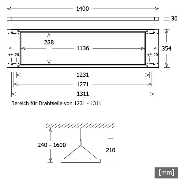LTS Licht&Leuchten - Pendelleuchte LED-Pendelleuchte PIANOP1400830SENS ws 3000K Sensor weiß