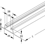 Niedax - Stiel/Profilschiene Ankerschiene 2985/2 BO − 2 Meter
