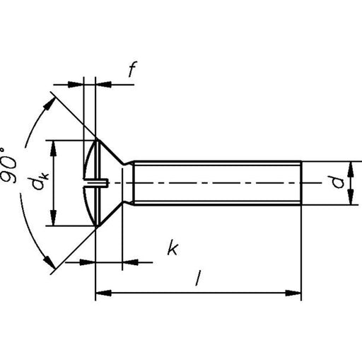 Dresselhaus - Maschinenschraube/Bolzen Linsensenkschraube 3377/000/01 4x12 Schlitz, A2 − 2000 Stück