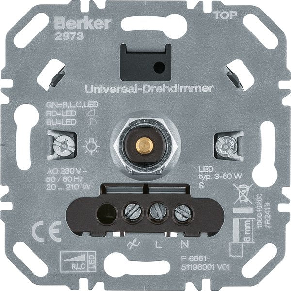 Berker - Dimmer Uni-Drehdimmer (R,L,C,LED) 2973 Lichtsteuerung
