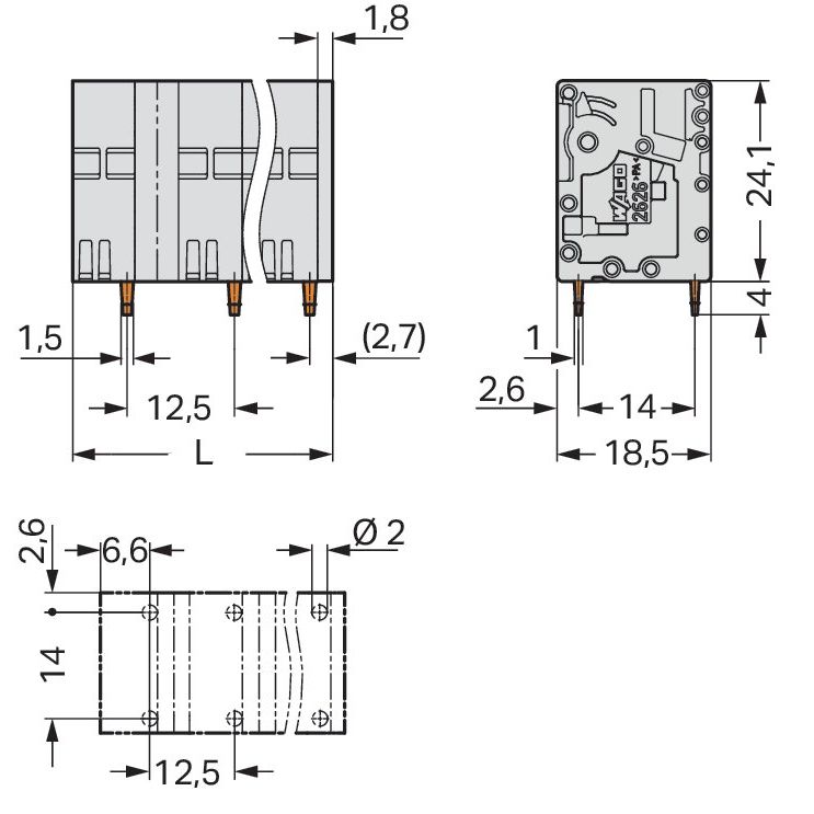WAGO - Leiterplattenklemme 2626-3360 6mm² − 28 Stück