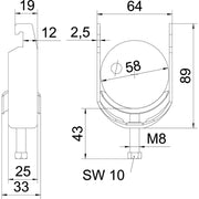 OBO Bettermann - Bügelschelle BS-U1-M-58 A4 52-58mm − 25 Stück