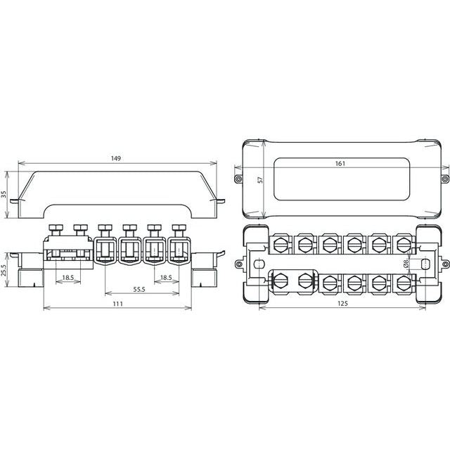DEHN - Potentialausgleich-Schiene Potentialausgleichschiene PAS 11AK K12 10x2,5-95/Rd10