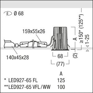 Zumtobel Group - Downlight/Strahler/Flutlicht LED - Deckeneinbauleuchte DIAMO R68  #60818825
