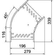 OBO Bettermann - Bogen für Kabelrinne Bogen 45 Grad RB 45 620 FS 60x200 bandverzinkt − 1 Stück