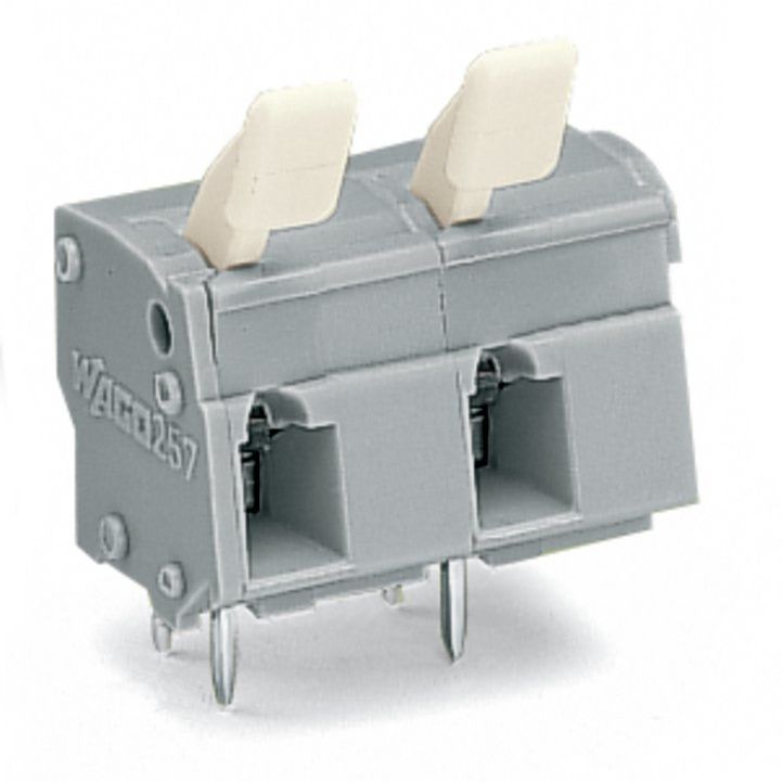 WAGO - Leiterplattenklemme 257-606/333-000 Drücker,2,5 mm²,grau − 20 Stück
