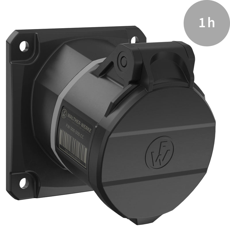 Walther Werke - CEE-Anbausteckdose (IEC 60309) CEE NEO Anbaudose schräg FW510501SK 16A 5P 1h IP54 − 10 Stück