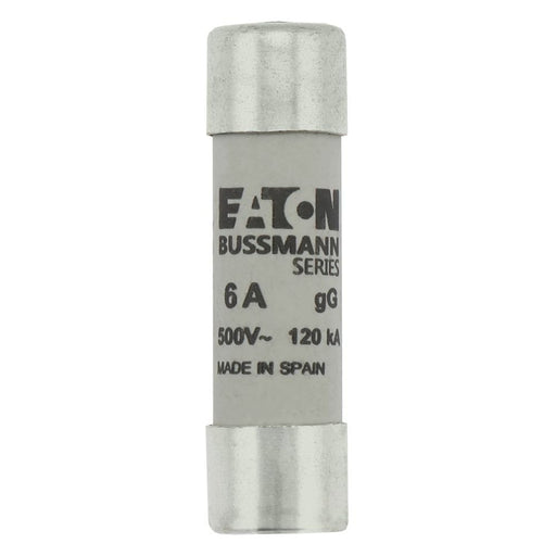 Eaton - Zylindrische Sicherung Sicherungseinsatz Nieders. CYL GG 14,#C14G6S 6A AC 500V 120kA − 10 Stück