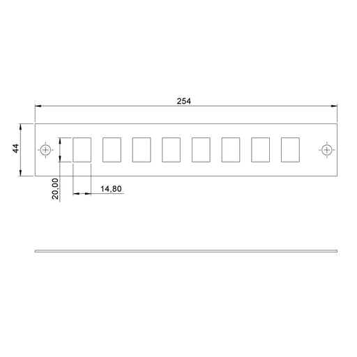 Enoc - Abdeckung/Blende/Beschriftungsleiste (Schaltschrank) 10" Leerpanel KPRJ 8-S RJ45, RAL 9005 sw