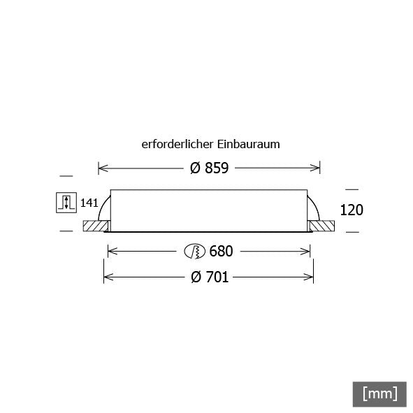 LTS Licht&Leuchten - Decken-/Wandleuchte LED-Einbauleuchte PLL27700301/DALI ws 99W 3000K 7409lm