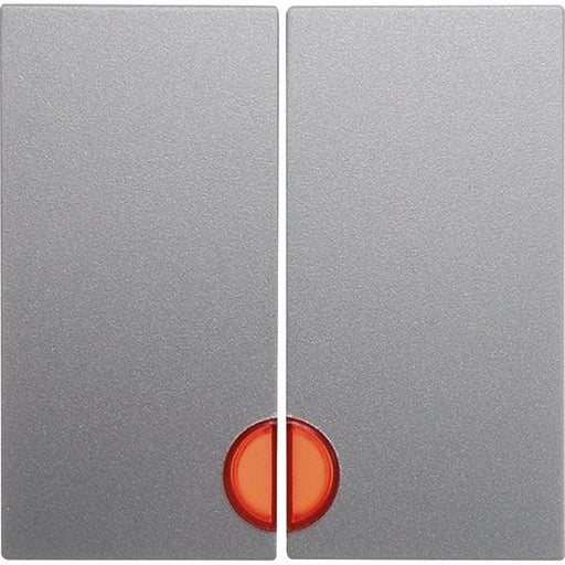 Berker - Abdeckung/Bedienelement für Installationsschalterprogramme Wippe alu matt 16271404 mit roter Linse