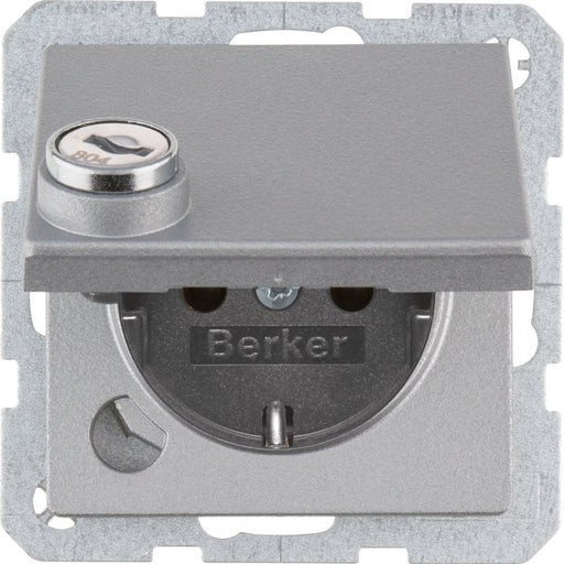 Berker - Steckdose SCHUKO-Steckdose alu/mt 47636084 Steckklemme, Schloss