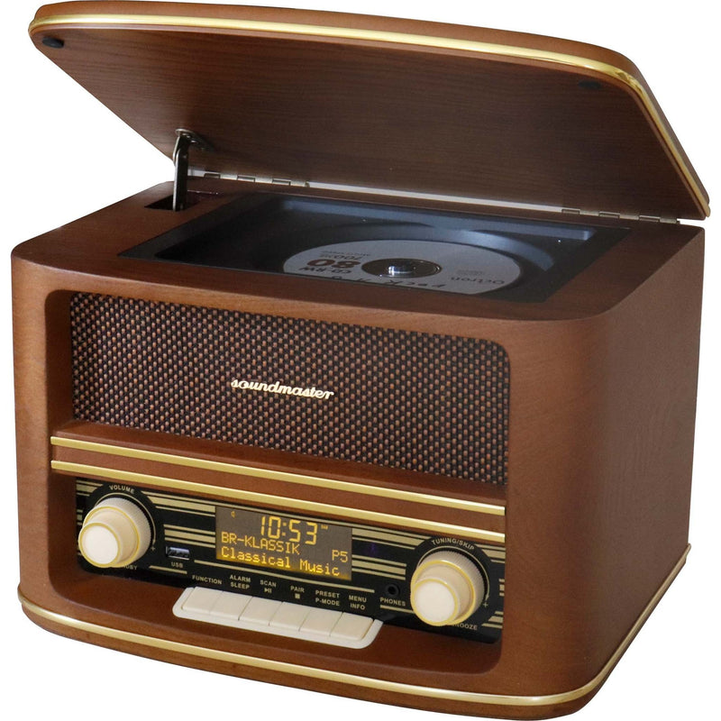 Soundmaster - Radio DAB+/UKW Nostalgieradio NR961 Holzfurnier Retro,CD,USB,BT − 2 Stück