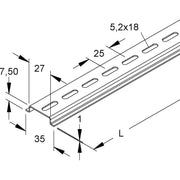 Niedax - Tragschiene 2933/2 GL 2m, gelocht − 2 Meter