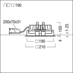 Zumtobel Group - Downlight/Strahler/Flutlicht LED-Deckeneinbauleuchte PANOS EVO #60816108 Q190L 830 LDO SM WH