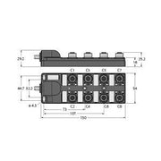 Turck - Passiver Sensor-/Aktor-Verteiler (mit Leitung) Aktuator-/Sensor-Verteiler TB-8M12-4-2/TXL M12x1, 8-fach