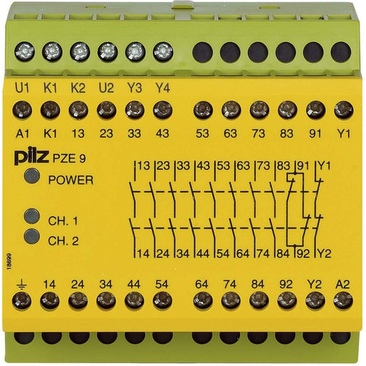 Pilz - Gerät zur Überwachung von sicherheitsgerichteten Stromkreisen Kontakterweiterungsblock PZE 9 #774148 230-240VAC 8n/o 1n/c