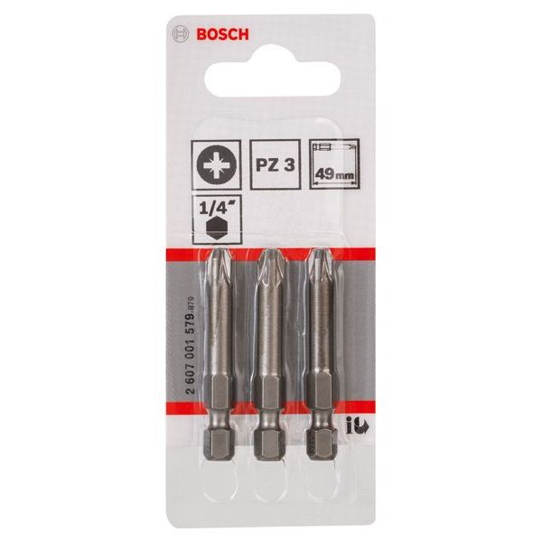 Bosch - Bit Schrauberbit Extra-Hart PZ 2607001579 3, 49 mm, 3er-Pack