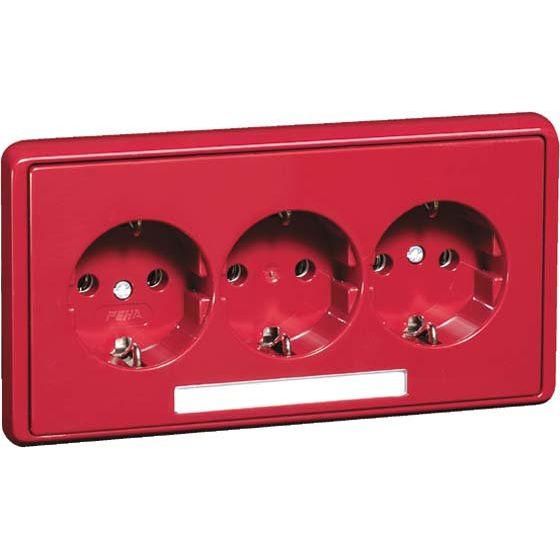 Peha - Schalter-/Steckdosenkombination SCHUKO-Steckdose 3-fach rt D 95.6513.36 NA 16A 250V 2-pol.Bfeld