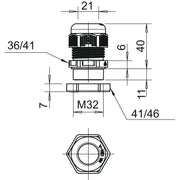 OBO Bettermann - Kabelverschraubung V-TEC VM32+ OR or, m. Gegenmutter − 10 Stück