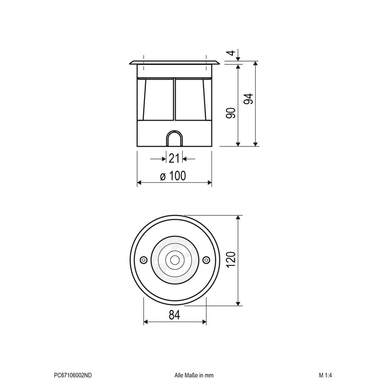 EVN Lichttechnik - Bodeneinbauleuchte LED-Bodeneinbauleuchte PC67106002ND IP67