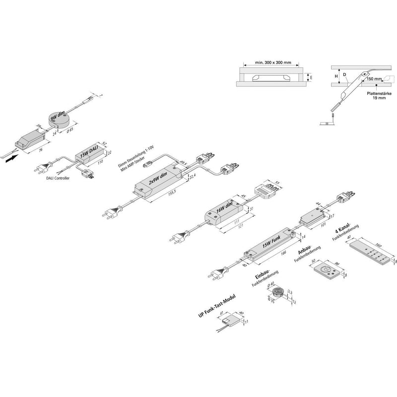 Hera - LED-Betriebsgerät LED-Trafo 350mA 15W 61500301704 3f.Vert.Bat Funk/Erw