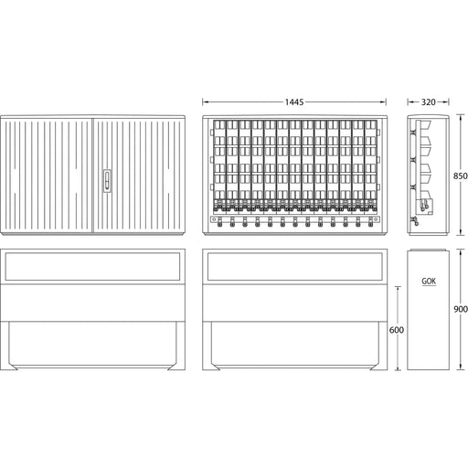 uesa - Kabelverteilerschrank IP44 B130 Standard 850x1445x320mm
