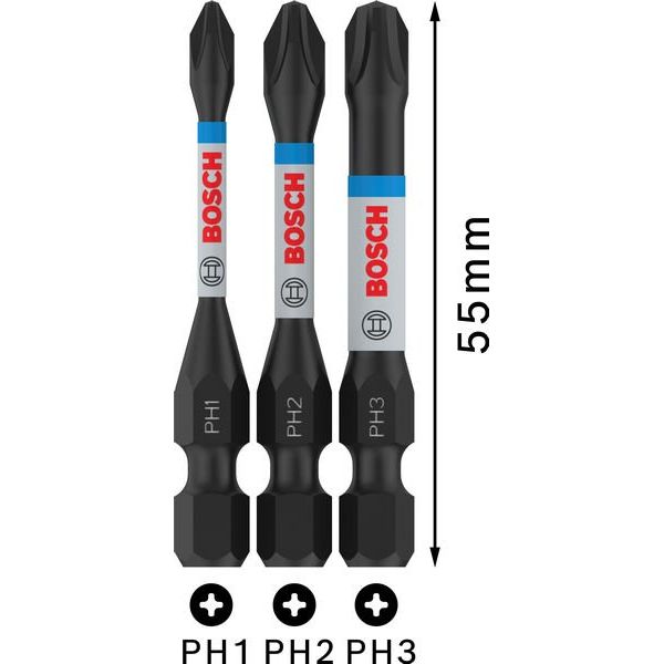 Bosch - Bit PRO PH Impact Bit 2608522491 Set, 55 mm, 3-tlg