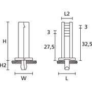 HellermannTyton - Befestigungssockel und -element für Kabelbinder Keilsockel TY5K5 PA66HS NA 100 18x17,8mm − 100 Stück