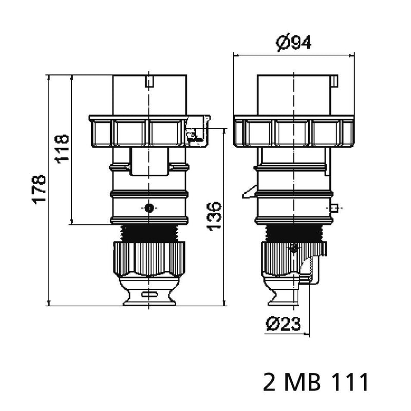 Bals Elektrotech - CEE-Stecker (IEC 60309) Container-Stecker 2148509 4x32A 3H