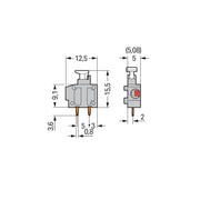 WAGO - Leiterplattenklemme Anreihbare Leiterplattenk. 235-743/331-000 Drücker,1,5mm²,lgr − 100 Stück