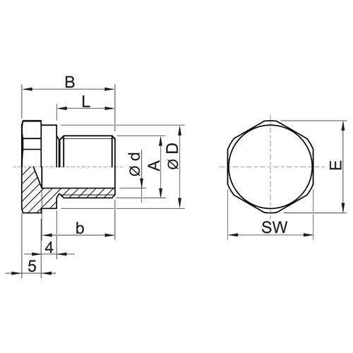 Stahl - Verschlussschraube Verschlussstopfen 253026 M25 MS vern