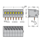 WAGO - Leiterplattenklemme 805-362 Drücker,1,5mm²,grau − 25 Stück