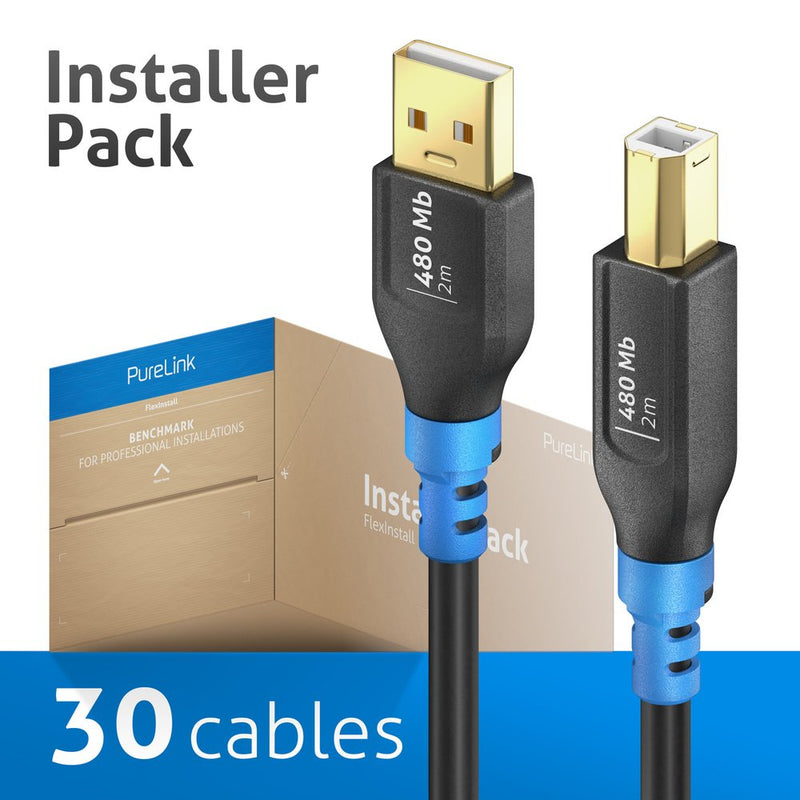 PureLink - PC-Kabel USB-A>B Kabel 2m FI-U200-020-PCK FlexInstall,VE 20Stk