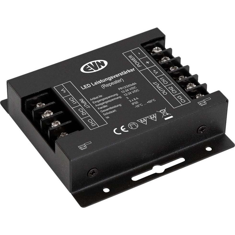 EVN Lichttechnik - Steuergerät für Leuchten Repeater PR12243X8A 12/24VDC 3x8A IP20