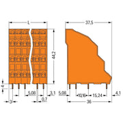 WAGO - Leiterplattenklemme Vierstock-Leiterplattenkl. 738-302 2,5mm² − 69 Stück